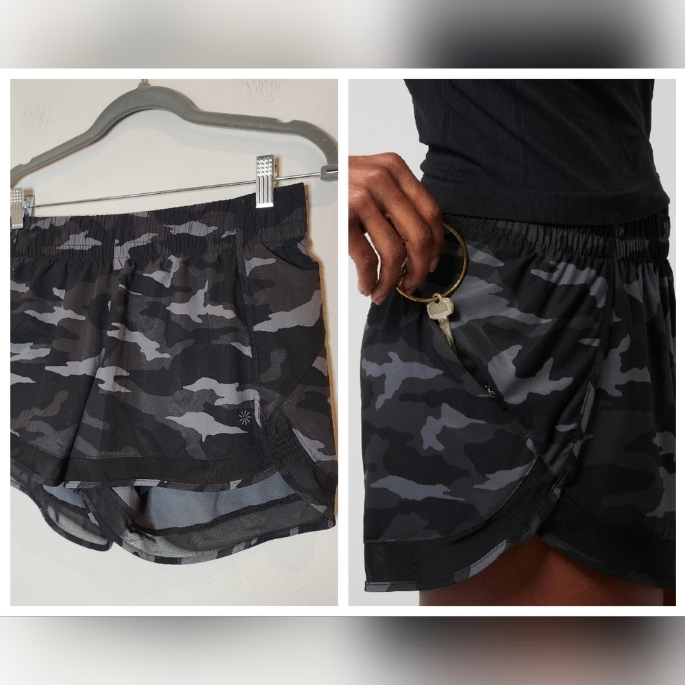 Athleta Camo Mesh Racer Run Short 4". Size medium. Lined.